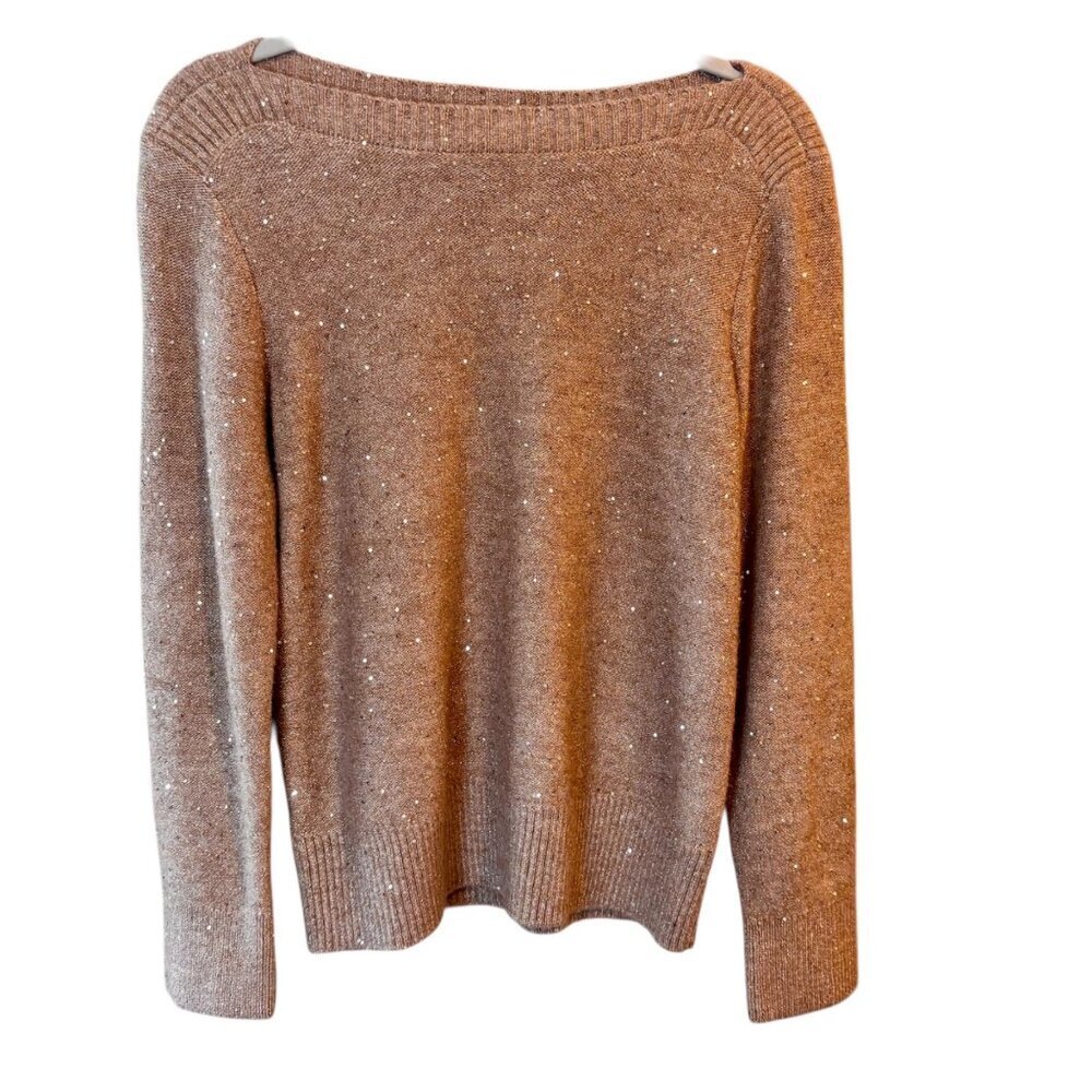 Loft Shimmery Gold Boat Neck Sweater Size Medium